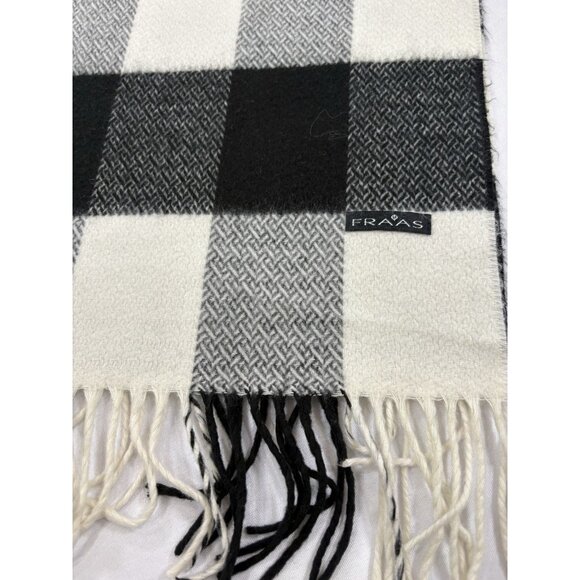 Fraas Cashmink Colorblock Scarf Fringe Black Gray - Picture 4 of 5